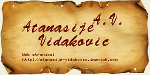 Atanasije Vidaković vizit kartica